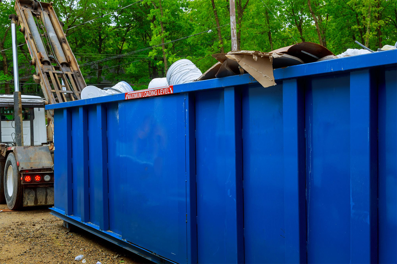 A filled dumpster